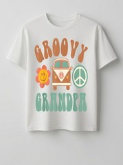 Men Retro Groovy Grandpa Family Birthday Party Graphic T-Shirt