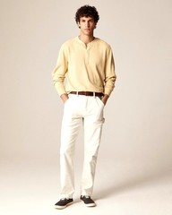 J. CREW Jacquard rib-knit henley in Heather Ginko (Yellow) Size S NWT $98 CL754