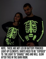Halloween glow in the dark Long Sleeve Maternity shirt Skeleton X-ray reveal top