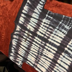 Blue Steel Shirt Mens Medium Black White Tie Dye Vintage Style Graphic USA 90s