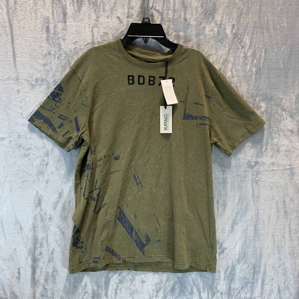 Buffalo David Bitton Men’s T Shirt Tee S Military Green Short Sleeve 100% Cotton