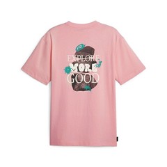 PUMA Downtown Graphic Crew Neck Short Sleeve T-Shirt Mens Pink Casual Tops 62126