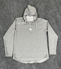 Bylt Gray Drop Cut Hooded Henley Lux Long Sleeve Cotton/Polyester/Spandex Size M