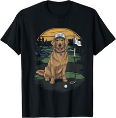 Golfer Golden Retriever Dog Dad Golf Lover Father_s Day Gift T-Shirt