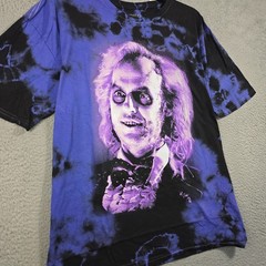 Beetlejuice Tie Dye Shirt Mens 2XL XXL Blue Distressed Classic Movie Retro NWT