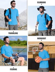 UPF 50+ Mens Performance Sun Shirts Short Sleeve Quick Dry Summer Gym Sport Tops