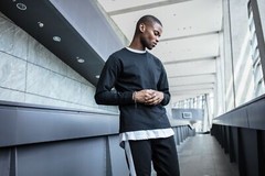 Build Your Brand Long sleeve with cuff rib – Long cut, Set-in sleeves