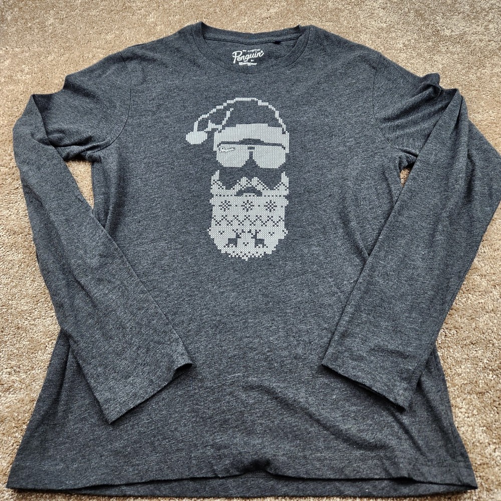 Original Penguin Mens Black Santa Claus Graphic Tee Shirt Size Medium Preppy