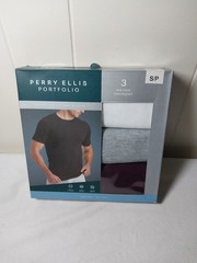 Perry Ellis Portfolio Mens 3-Pack T-Shirts Crew Neck Cotton Blend Small S