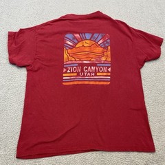 Zion Canyon National Park Utah T Shirt Men’s Large Red Knit Cottton*