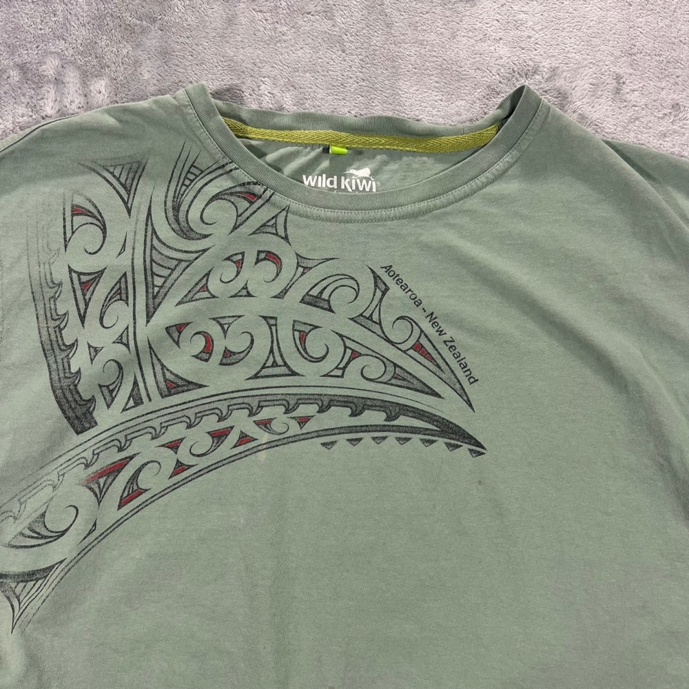 Wild Kiwi T-Shirt Mens XXL Green Aotearoa New Zealand Graphic Cotton Tee Faded
