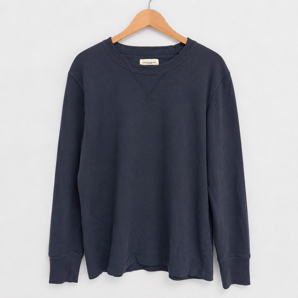 Buck Mason Field Spec Rugby Crew Medium Long Sleeve Heavyweight Cotton Tee Blue