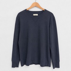 Buck Mason Field Spec Rugby Crew Medium Long Sleeve Heavyweight Cotton Tee Blue
