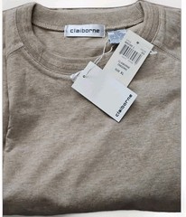 Vtg Claiborne T-Shirt Men’s XLarge Neutral SAND 100% Cotton Pullover Y2K NWT