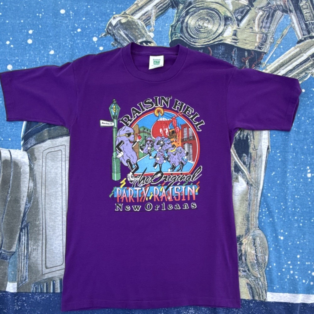 Raisin Hell Short Sleeve Graphic Tee Unisex, Size M, Single Stitch, 80s Vintage