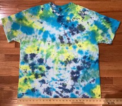 Gildan Heavy Cotton Tye Dye T Shirt Size 2XL Teal Blue Yellow Green Distressed