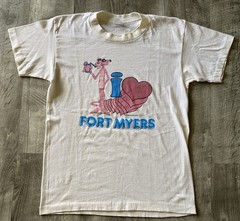 Vintage 1981 Pink Panther Fort Myers Shirt White M Cartoon Comic TV USA 80s