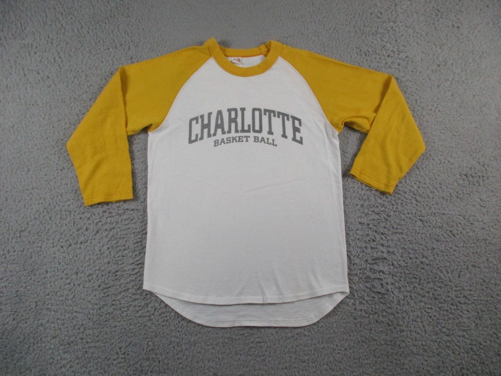The Flat Head Shirt Mens 36 White Yellow Raglan Glory Park Baseball Cotton