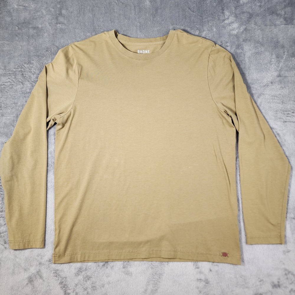 Rhone Men’s Large Reign Long Sleeve Performance T Shirt Gold Fusion Anti Odor