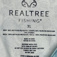 Realtree Sun Block & Fishing Shirt Mens XL Blue UPF30+ Performance Fabric