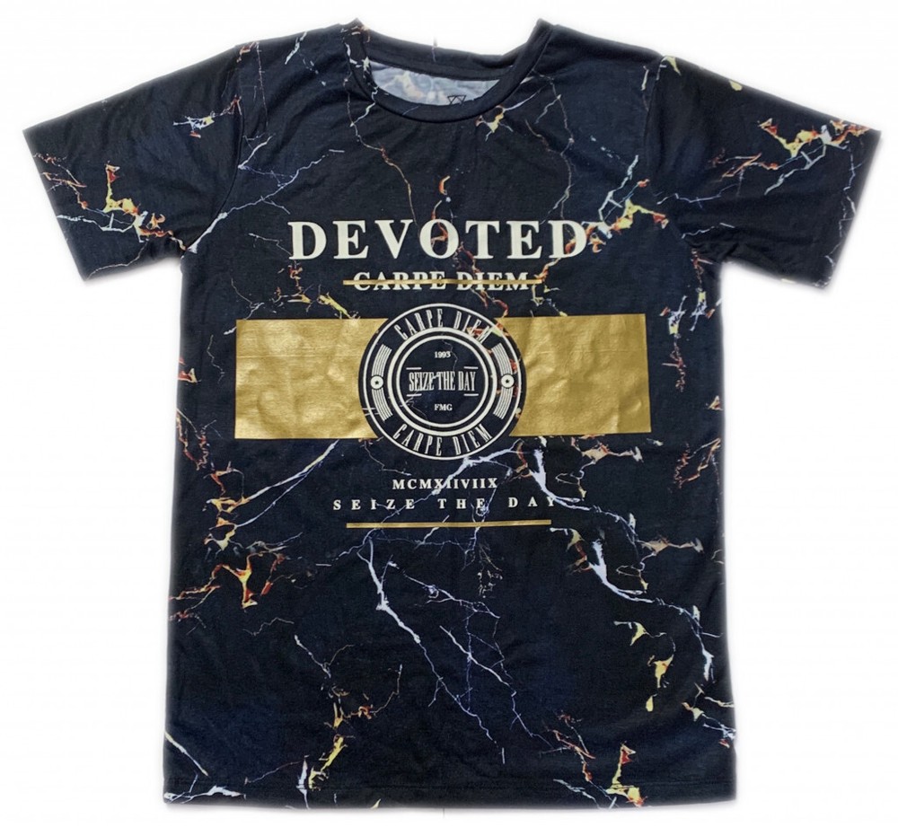 Boys Navy Marble Foil Print T-Shirt