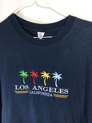 Los Angeles California (Embroidered) Blue 2XL Cotton T Shirt T11