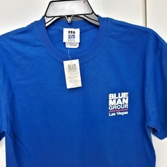 RARE Vintage Y2K Blue Man Group THE VENETIAN Size Small S T-Shirt Blue Art