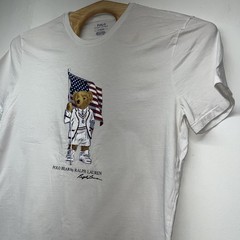 Polo Ralph Lauren Men’s Size Large White T-Shirt Polo Bear American Flag Cricket
