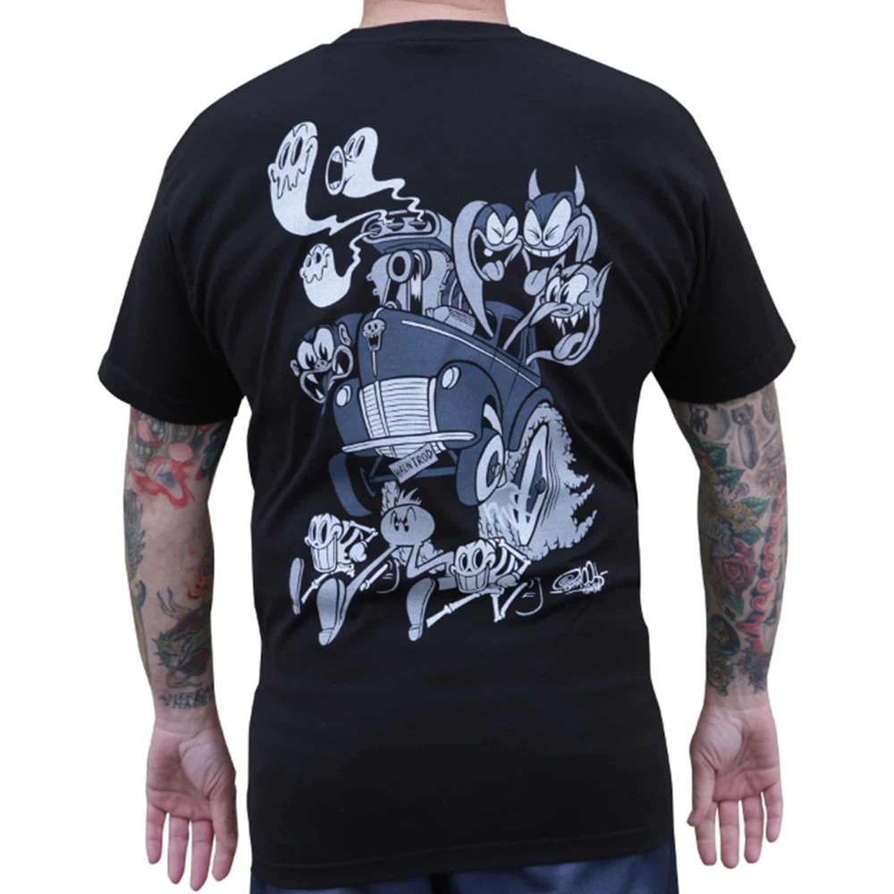 NWT Lowbrow Art Company Mens HAUNT ROD Tee Shirt BLACK SM-2XL LIMITED MADE USA