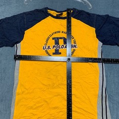 U.S. Polo Assn T-Shirt Mens Medium Yellow Navy Graphic Print Casual Crew Neck