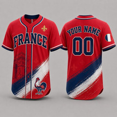 Baseball Jersey Manches Courtes France Football Pour Homme