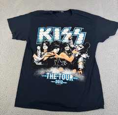 Kiss The Tour 2012 Band T Shirt Mens Large Black Graphic Print Rhinestone