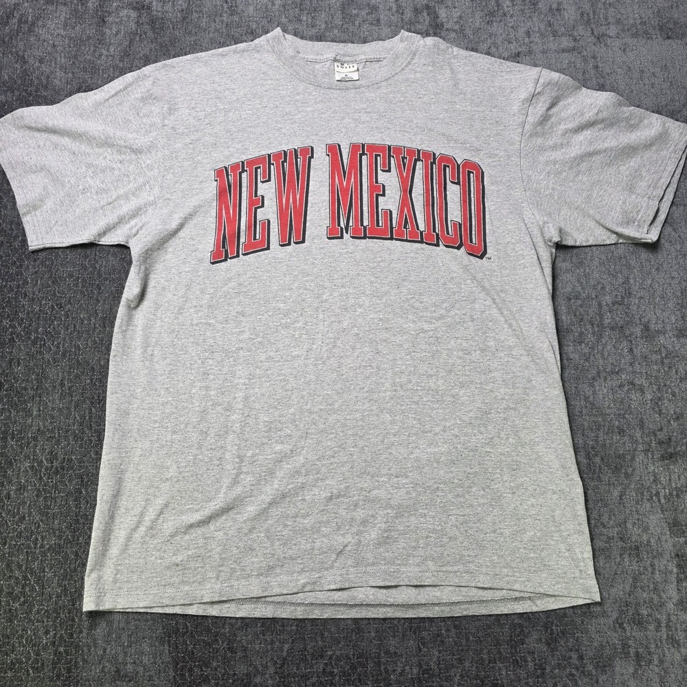 Vtg New Mexico Lobos T Shirt Mens XL Gray Made In USA MJ Soffe NCAA Football