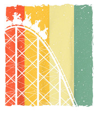Cute Vintage Roller Coaster Design Men Women Amusement Park T-Shirt