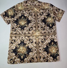 BAROQUE GOLD MEDUSA Mens L Shirt Y2K Button Up Italian Designer Geometric