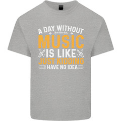 A Day Without Music Tekno Hip Hop Metal Mens Cotton T-Shirt Tee Top