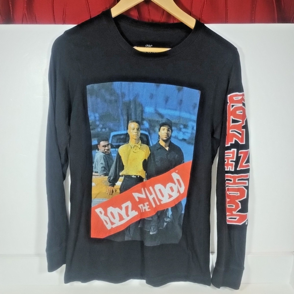 Boyz In The Hood T-Shirt Long Sleeve Black Small Front Graphic /Sleeve Spellout