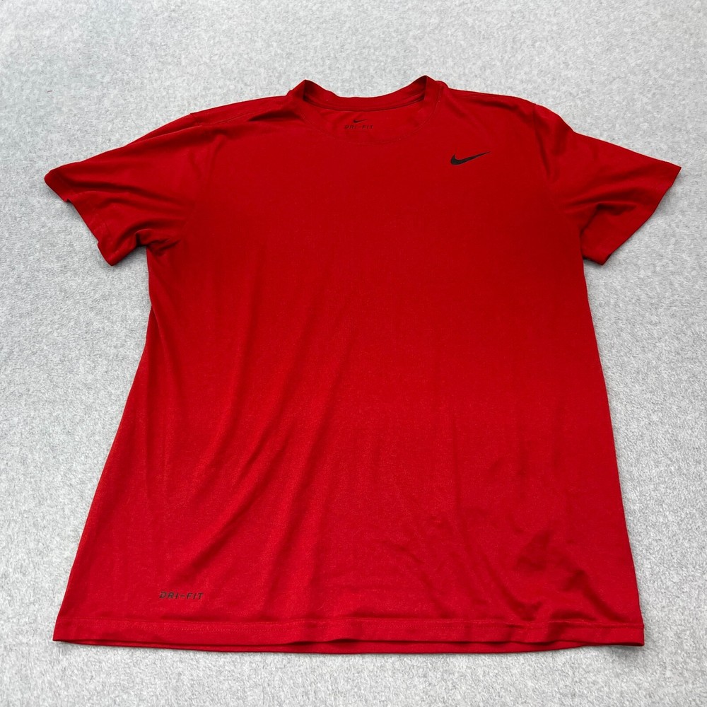 Nike Shirt Mens Large Red Drifit Fitness Gym Casual Outdoor Adult Sports