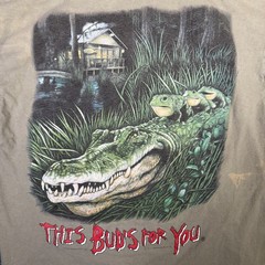 Vintage Budweiser Shirt Mens Large Green 90s Alligator Frog Quote Beer Alcohol