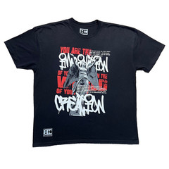 BHOOD Mens XL Black Oversized Cotton Graphic Angel T Shirt Streetwear Back Hit