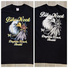 Vintage Bike Week 1998 Daytona Beach FL Eagle Rose Graphic Print T-Shirt USA
