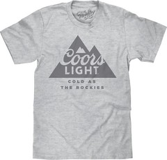 Men’s Coors Light Beer Shirt – Cold As The Rockies Mountain Logo T-Shirt, Ath…