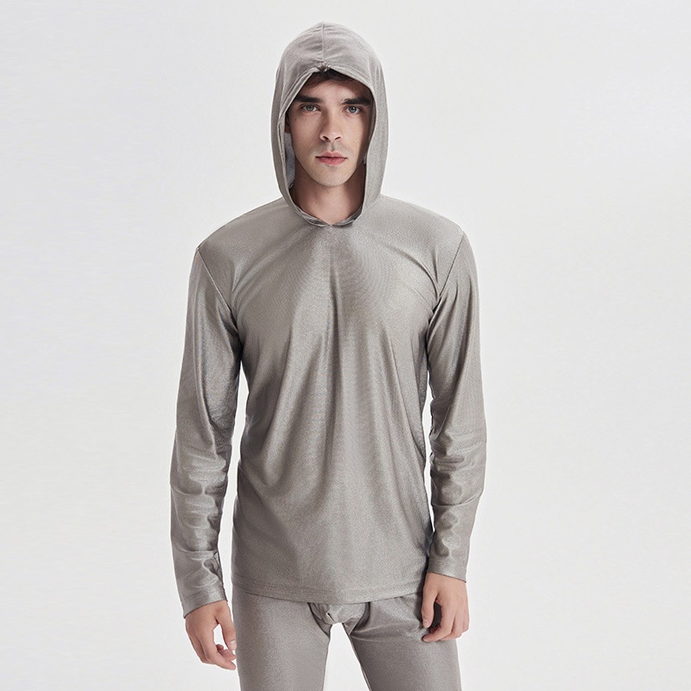 Men EMF EMI Shielding Long Sleeve Top 100% Silver Fiber Anti-Radiation Shirt