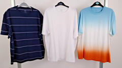 M&S Men’s 3Pcs Relaxed Fit Cotton T-shirts Size L Navy White Blue NEW