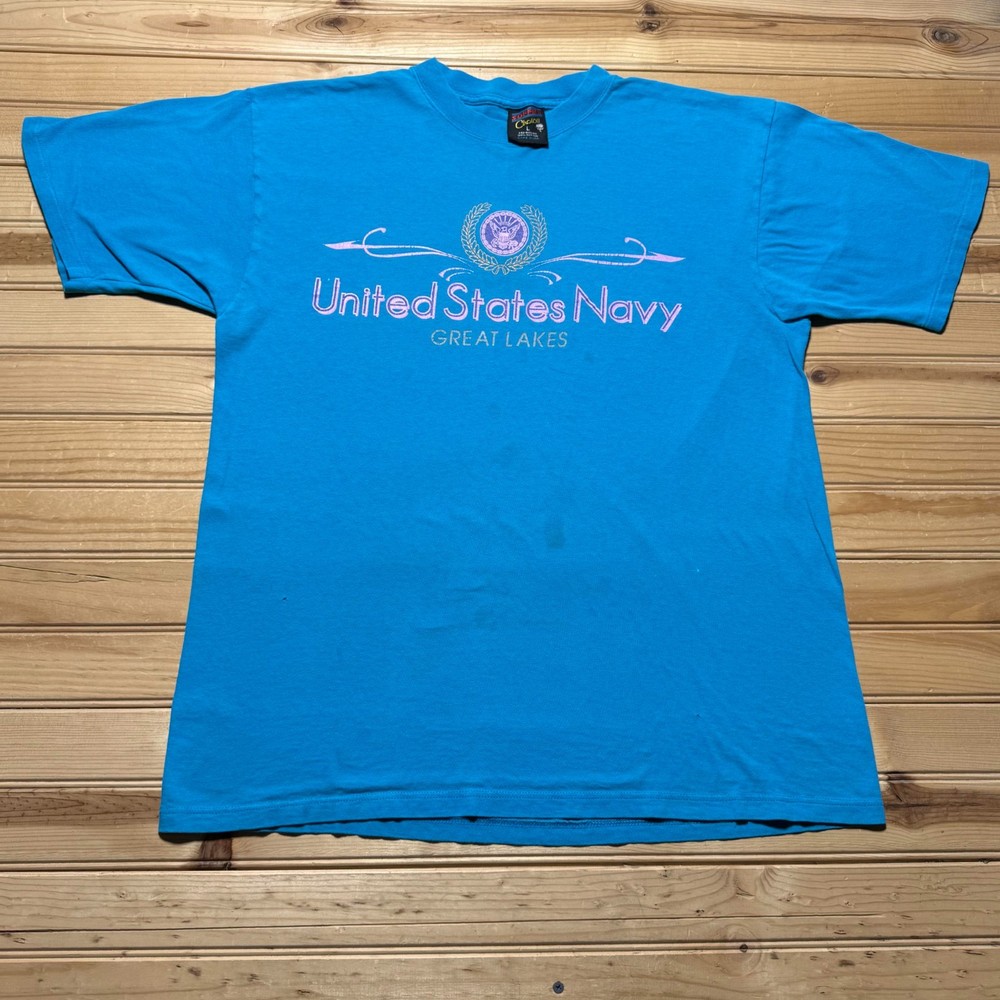 Vintage 90s United States Navy Military Base Great Lakes Graphic T-Shirt – Large