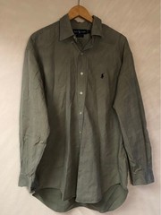 Ralph Lauren BLAKE Long Sleeve Shirt L Khaki Vintage 90s For 14Y+ Japan
