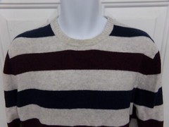 OLD NAVY Men’s Sz L Gray- Blue-Maroon Striped Long Sleeve Wool Blend Sweater
