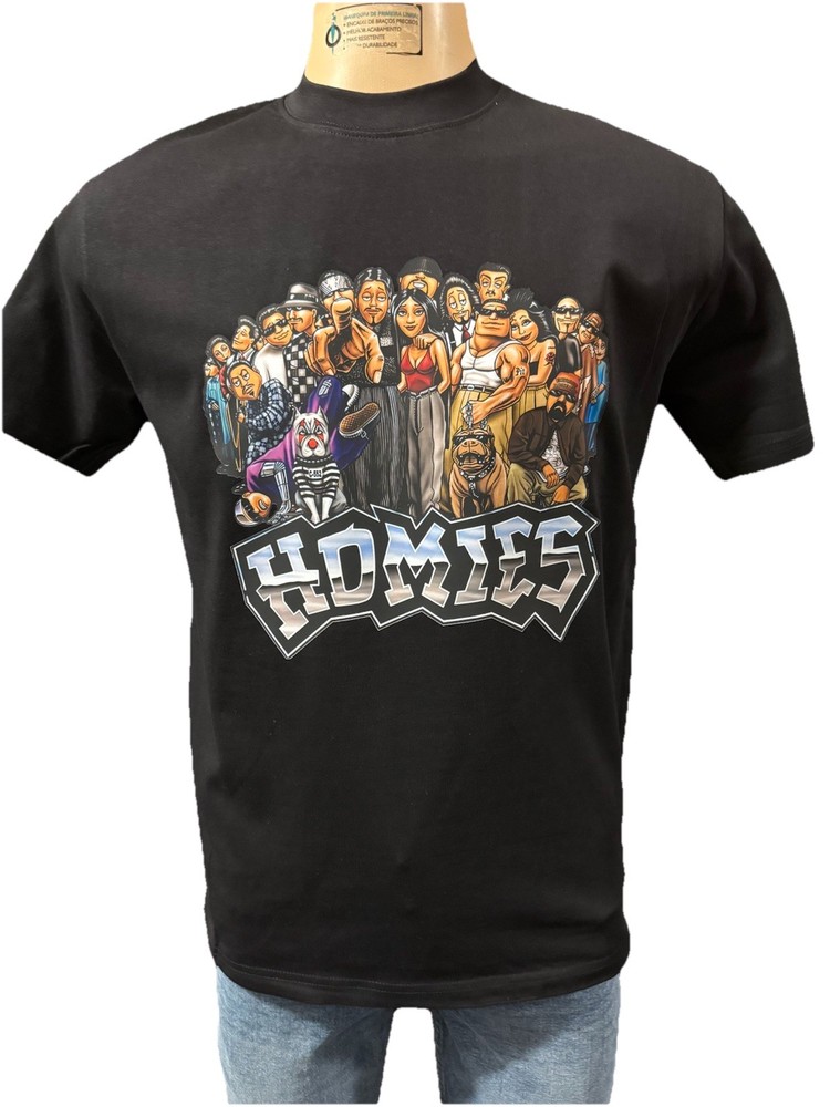 Homies Dtf Printed T-Shirt Black front or back logo All Sizes Regular Fit