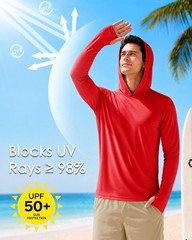 Men’s UPF 50+ Lightweight Long Sleeve Hoodie Fishing Shirts