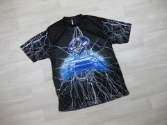 Vintage Y2K No Boundaries AOP Sheer Satin T Shirt Men’s (L) Car Cobra Lightening